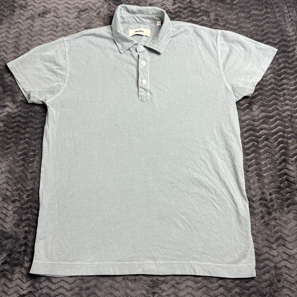 Buck Mason Shirt men Size S Blue sueded Cotton Polo Short Sleeve